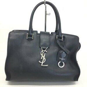 SAINT LAURENT Cabas Shoulder Handbag Leather Black at